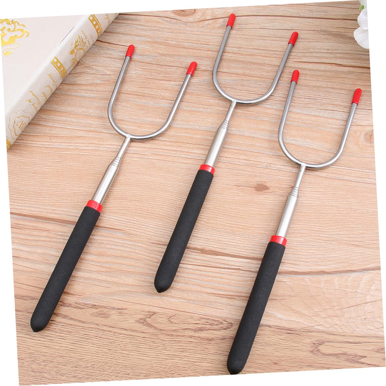 BESPORTBLE 6pezzi Forchette Da Barbecue Telescopiche Inossidabile Strumenti Per Grigliate Per Feste e Campeggo Manici Antiscottatura