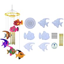 Wind Chime Resin Molds Kit, Tropical Fish Silicone Molds for Wind Chime Casting, Epoxy Resin Molds Craft Supplies for DIY Wind-Bell Decorations, Keychain Earring Jewelry Pendant Fishes