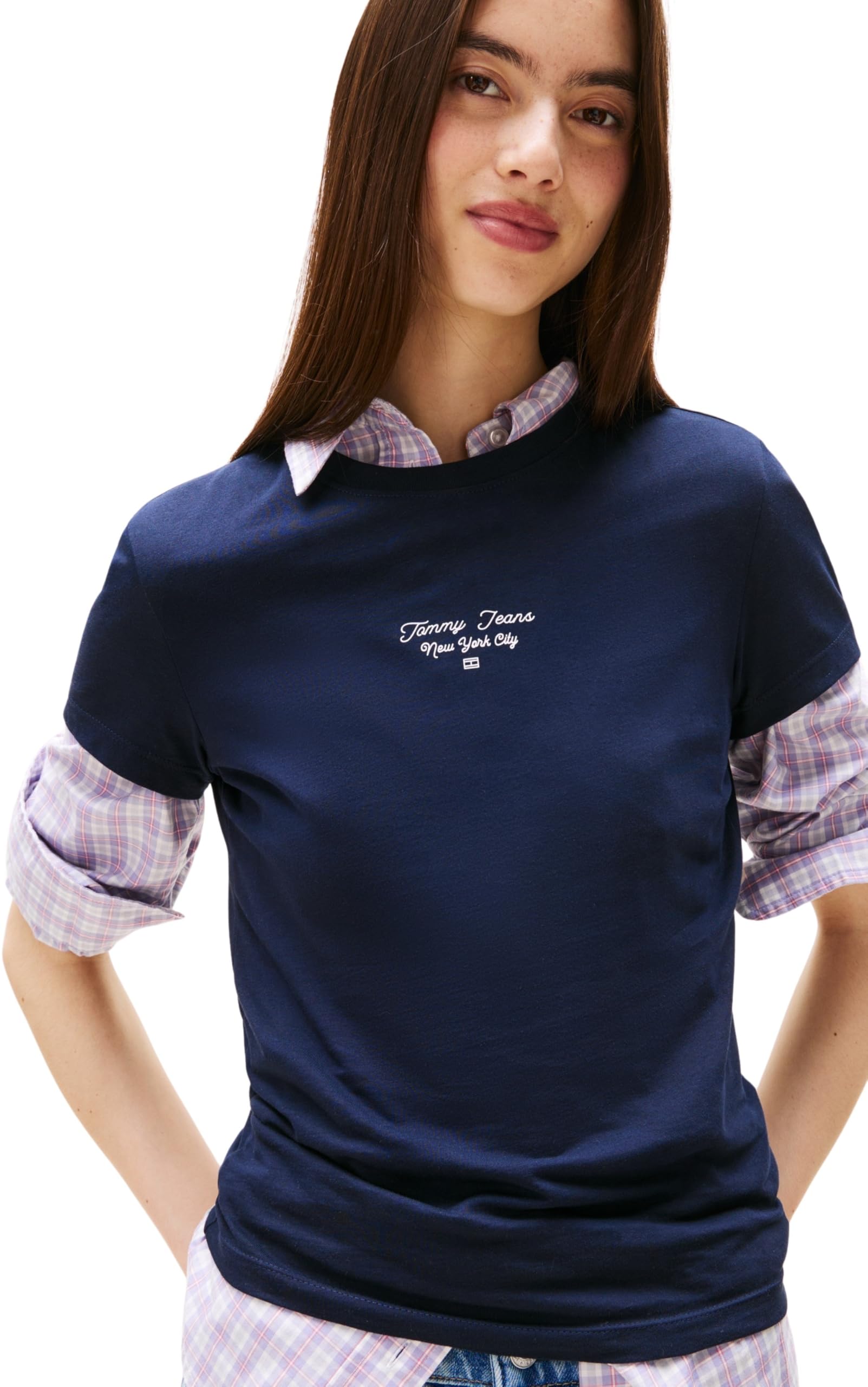 Tommy Jeans Donna T-Shirt Maniche Corte Slim Logo Tee con Scollo Rotondo