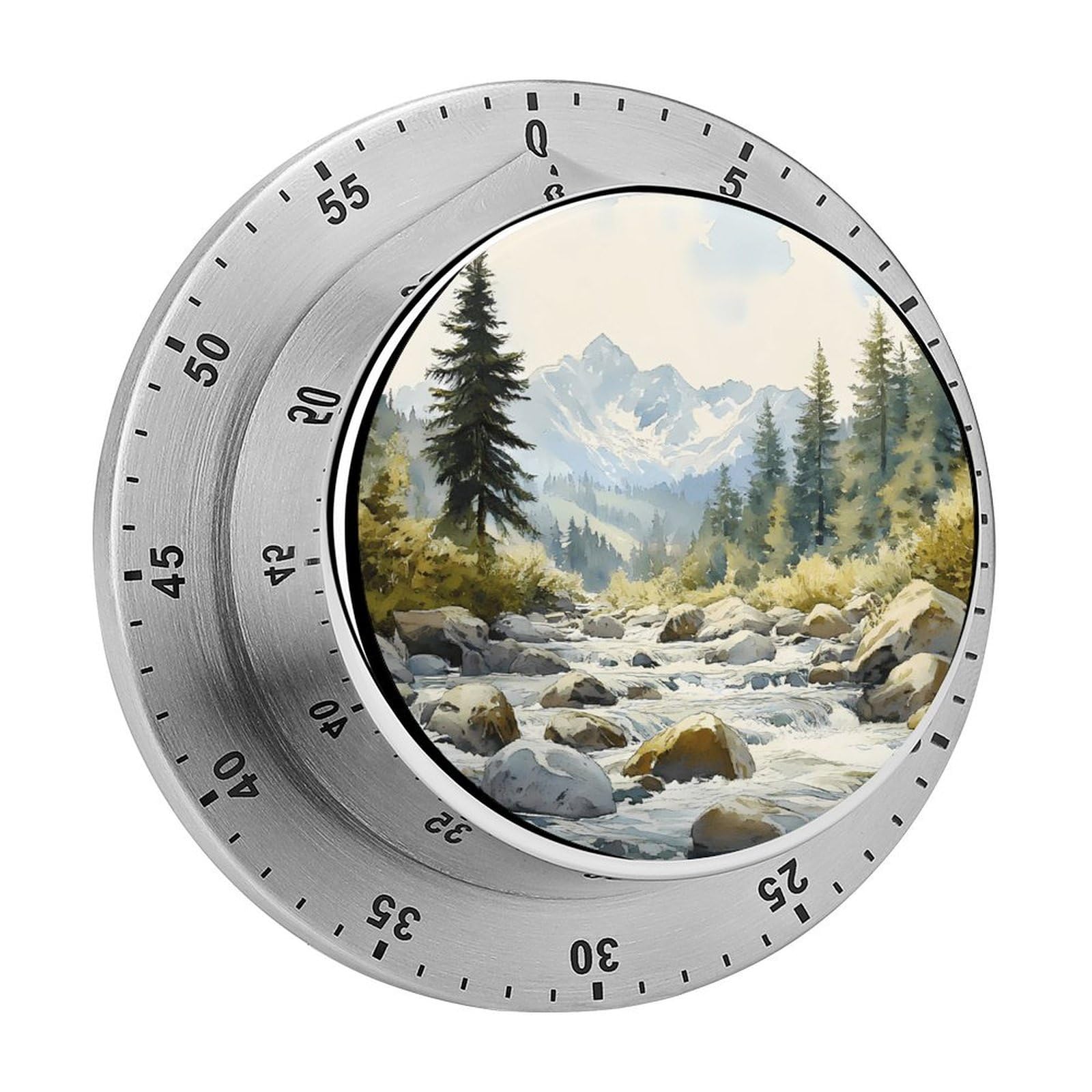 Rocky River in s Landscape Mechanical Timer with Alarm for Kitchen Cooking Productivity Stainless Steel Timers