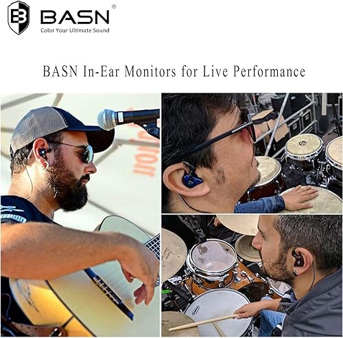 Miniatura 6 de BASN Auriculares de alta definición para músicos con auriculares MMCX desmontables controladores dinámicos duales y aislamiento de ruido (rojo)