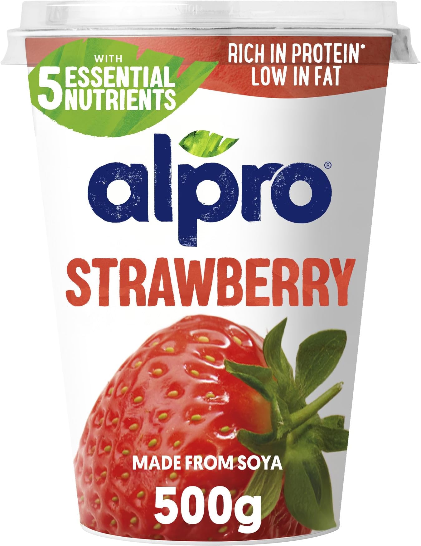 Strawberry, Plant-Based & Soya Yoghurt Alternative, Vegan & Dairy Free, Big Pot, 500g