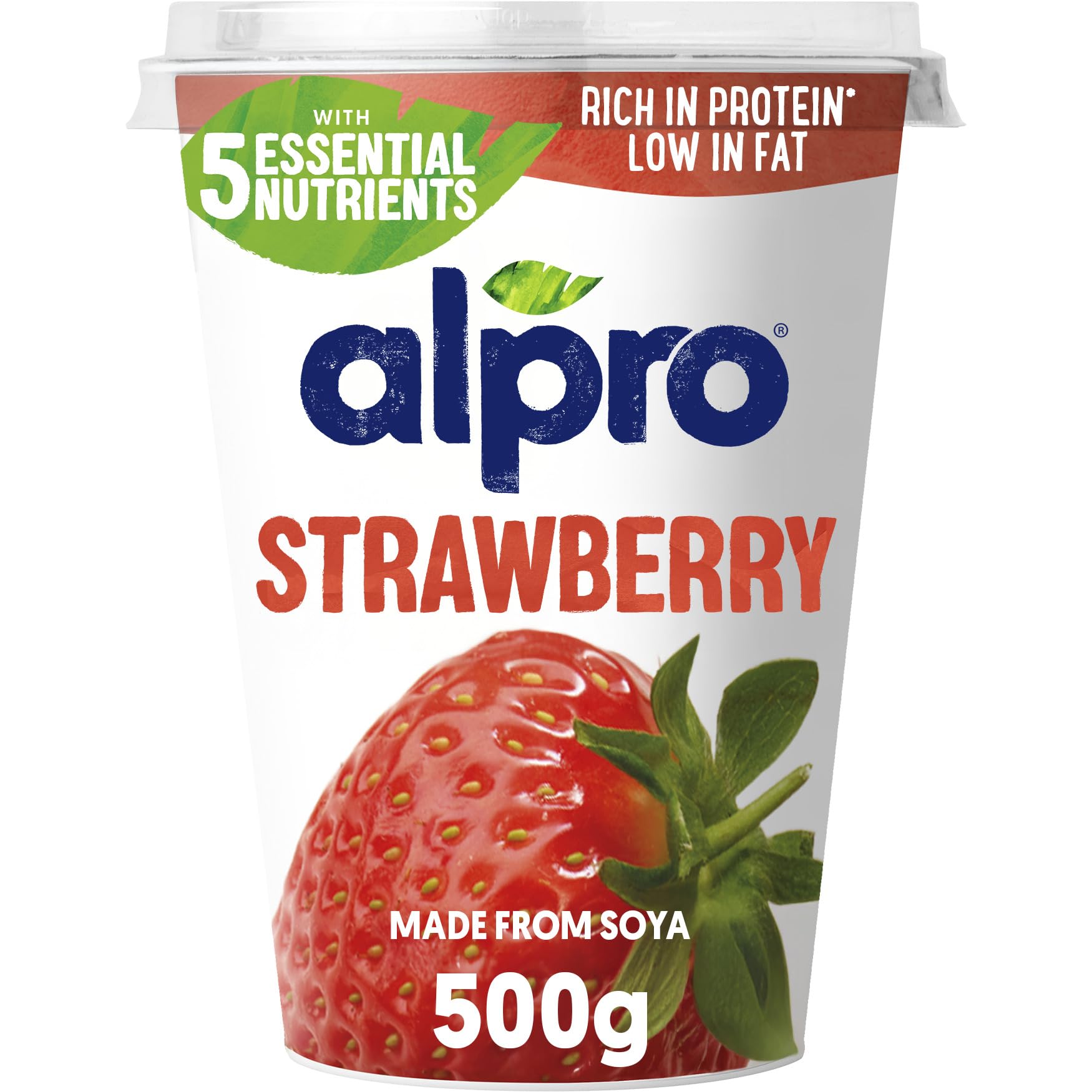 Alpro Strawberry, Plant-Based & Soya Yoghurt Alternative, Vegan & Dairy Free, Big Pot, 500g