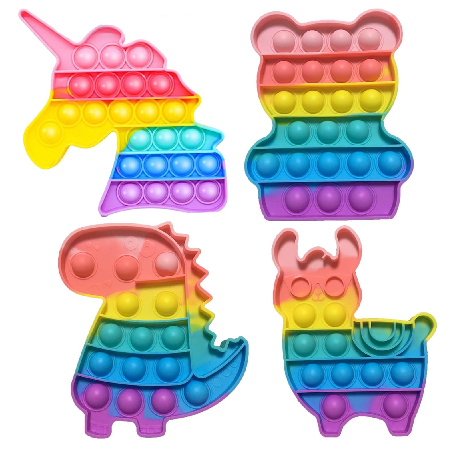 4 Pcs Fidget Toys, Poppet Fidget Toy, Stress Relief Poppers, Silicone Anxiety Relief Fidget Popper for Teens, Silicone Anxiety poppet for Boy Girl and Teens Birthday Gift