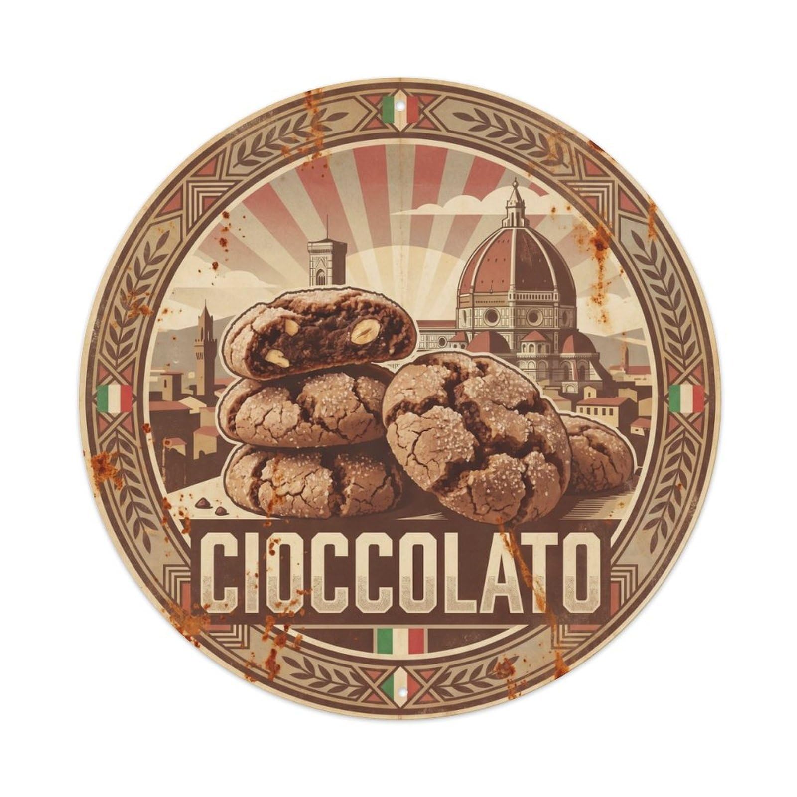 Italian Confectionery Sweet Market Silkscreen Travel Metal Tin Sign