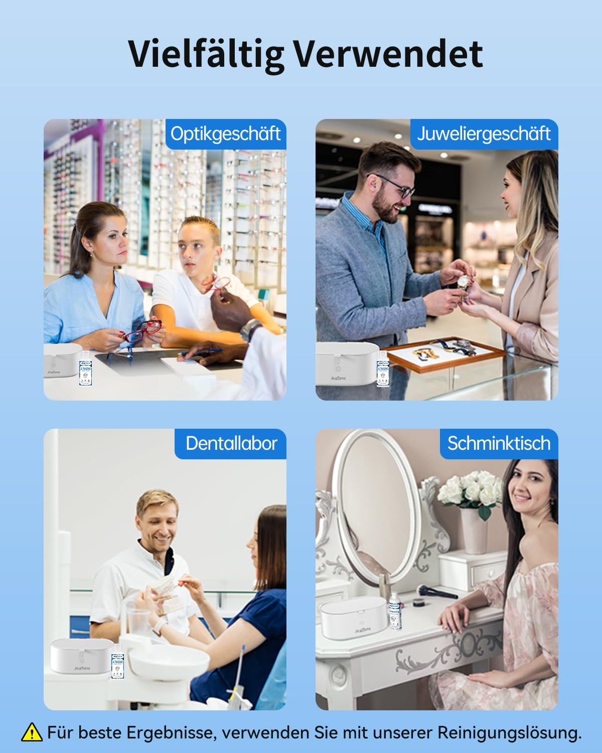 Jeatone Ultraschallreinigungsgerät Brille,Ultraschallreiniger 600ml 46KHz,Ultraschallgerät Ultrasonic Cleaner für Brillen Schmuck Uhren Zahnschiene Zahnprothesen Kontaktlinsen Glasses Jewelry Aligner