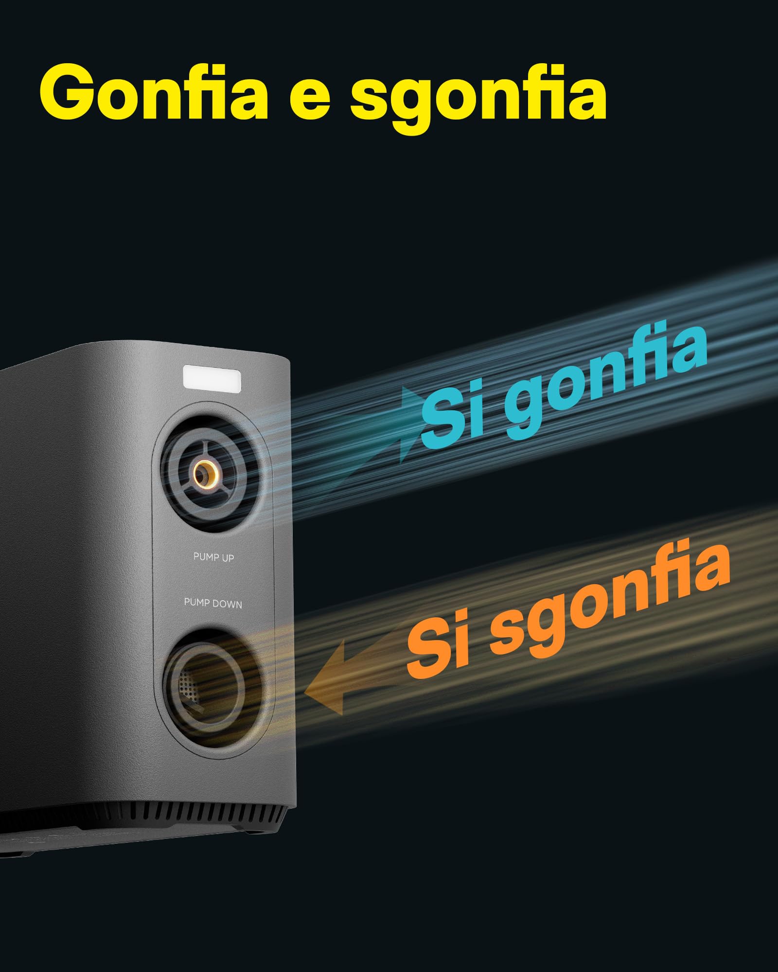 HOTO Compressore Aria Portatile Master, Compressore Portatile Senza Fili Per Auto e Bici, Pompa Elettrica Alimentazione Per Gonfiabili Da Piscina, Materassini Ad Aria, Kayak, Tende, Paddle Board e SUP