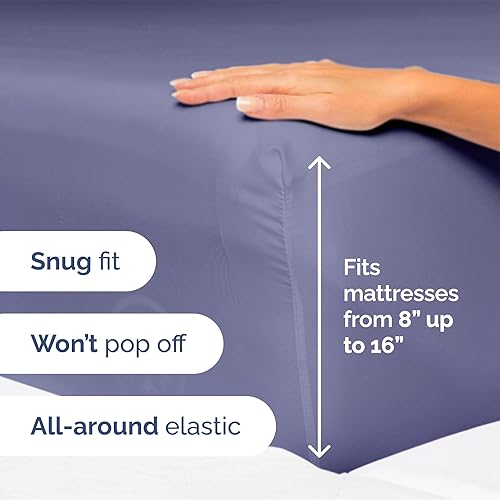 Vista 45 de Juego de sábanas de 4 piezas tamaño king, extrasuaves, transpirables y refrescantes con esquinas profundas, sábanas de fácil ajuste y sin arrugas