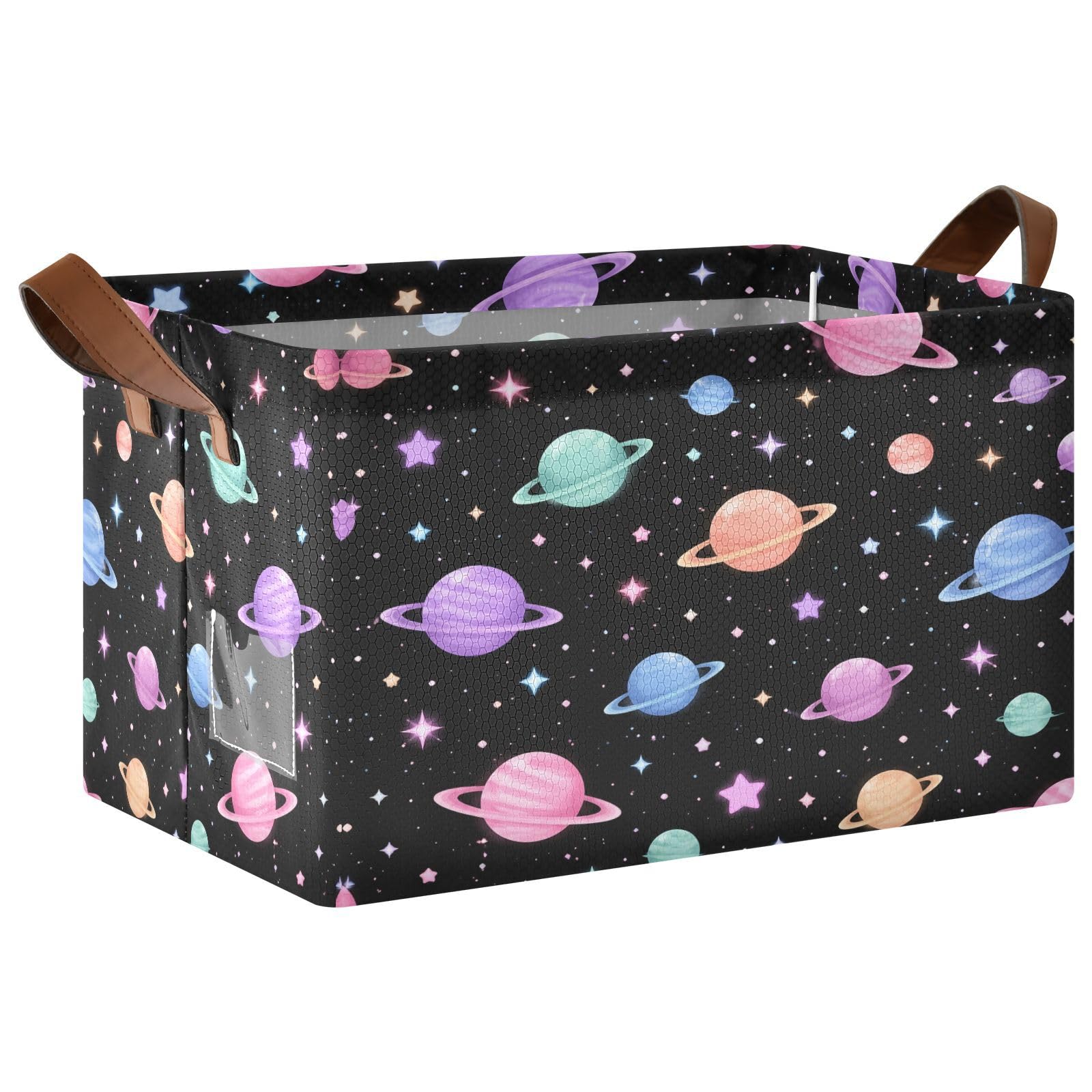 Ewusp Planets Storage Basket with Handles Waterproof Collapsible Storage Bin Closet Organiser Dog Toy Basket for Bedroom Nursery Office Home Organizing