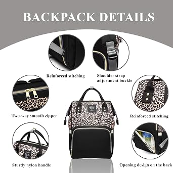 Diaper Bag Backpack, Leopard Multi function Baby Diaper Bag for Boys Girls Waterproof Backpack Travel Diaper Bag
