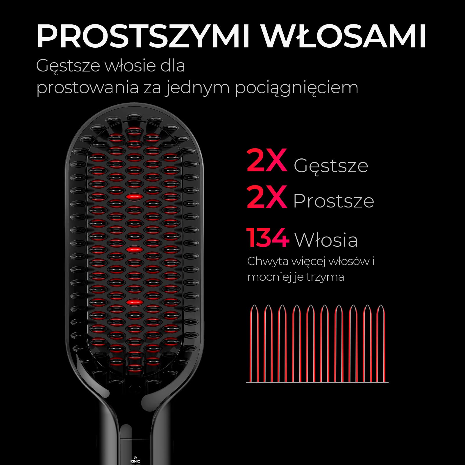 TYMO Ionic Plus Szczotka do Prostowania Włosów, Profesjonalna Prostownica, Szybka Stylizacja, 16 Temperatur, 80-230 ℃, Wyświetlacz LCD, Podwójne Napięcie, Szybkie Nagrzewanie, Zapobiega Oparzeniom