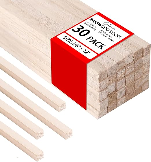 3/8 x 12 Inch 30 PCS Balsa Wooden Dowel Rods, Straight Wood Sticks, Unfinished Wood Pieces for Crafts, Tiered Cakes, Macrame Supplies, Tiered Cakes Wood Strips, Plant Support, DIY
