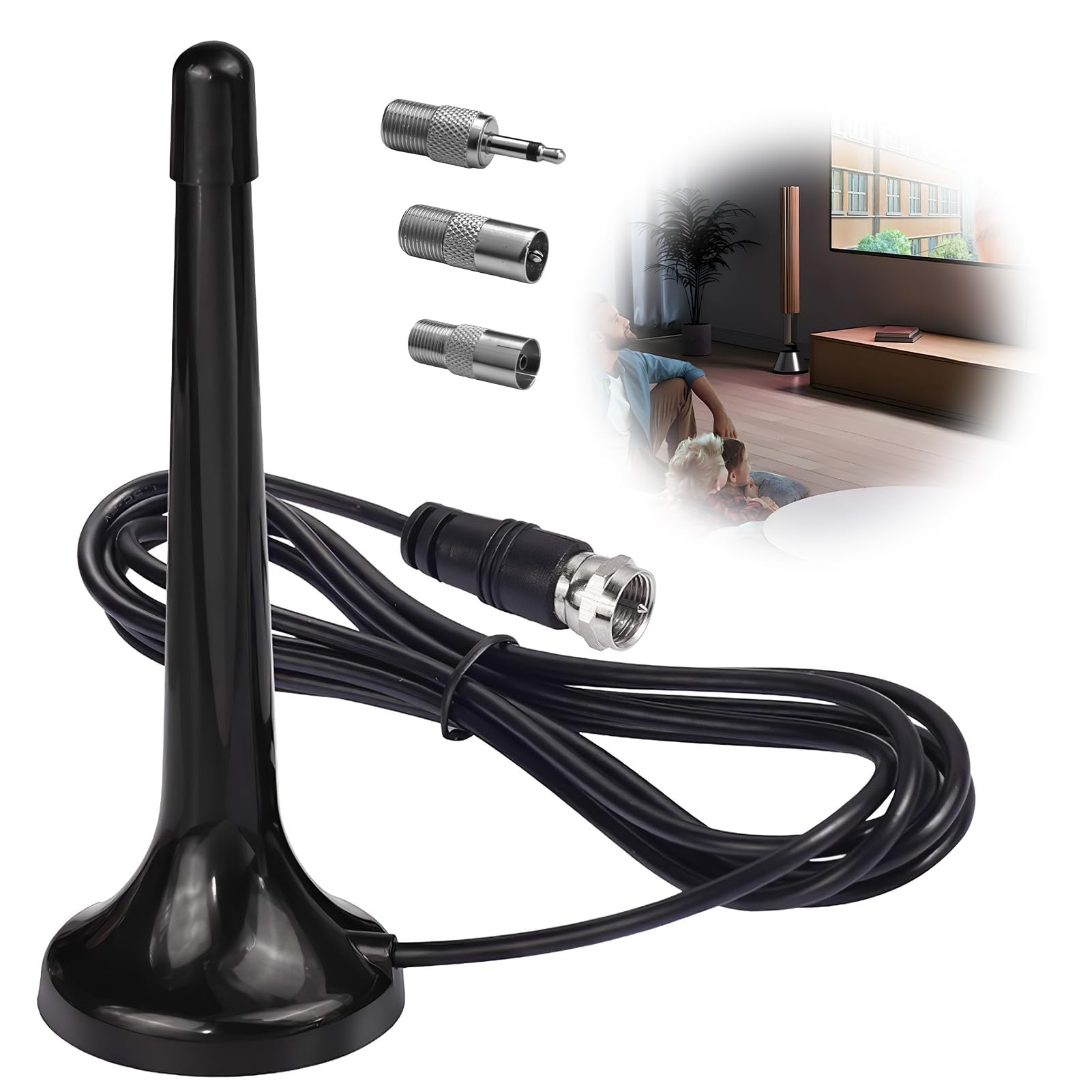 Antenna radio FM DAB+ con base magnetica e cavo da 3m, antenna telescopica 75 Ohm per DAB+ e FM, sistemi HiFi, ricevitori AV, home theater, sintonizzatori stereo, radio portatili