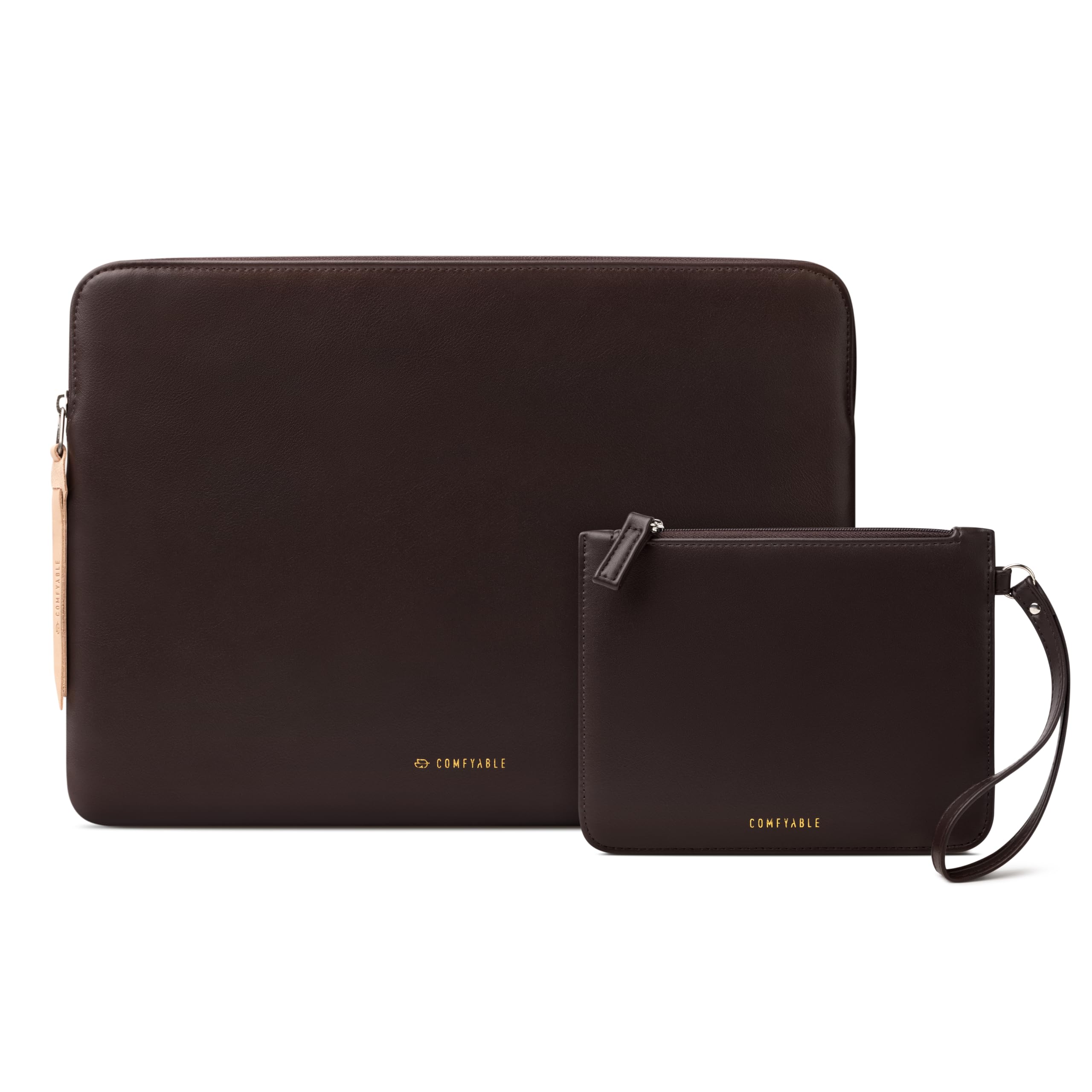 Comfyable Funda de piel para portátil con bolsa para accesorios