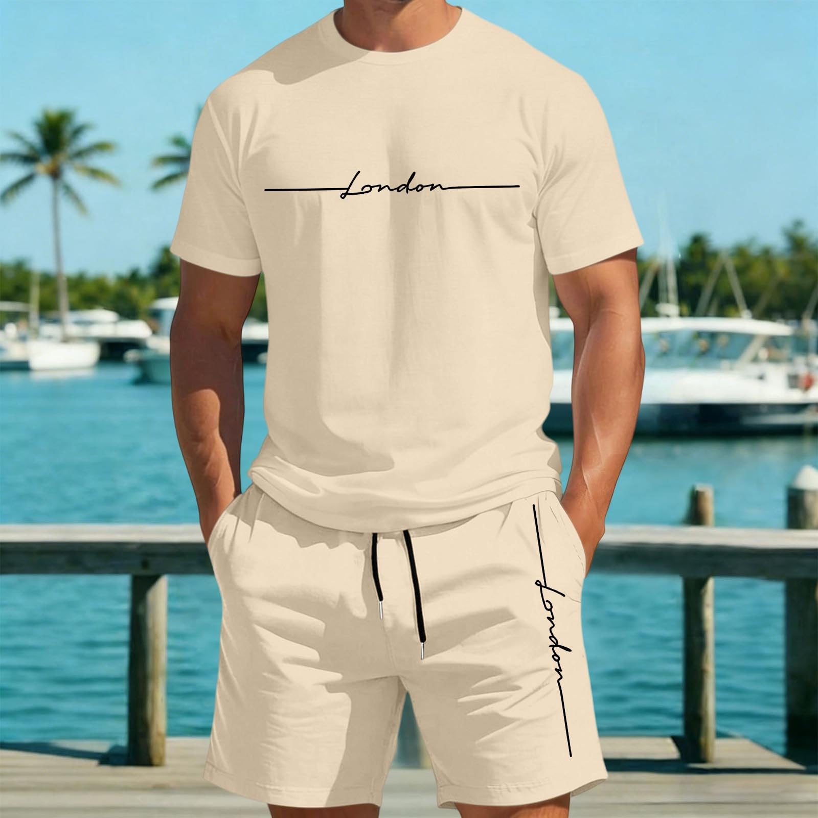 Conjunto de chándal de verano para hombre, de 2 piezas, con camiseta de gran tamaño y pantalones cortos, chándal deportivo, cómodo, transpirable, ropa de calle