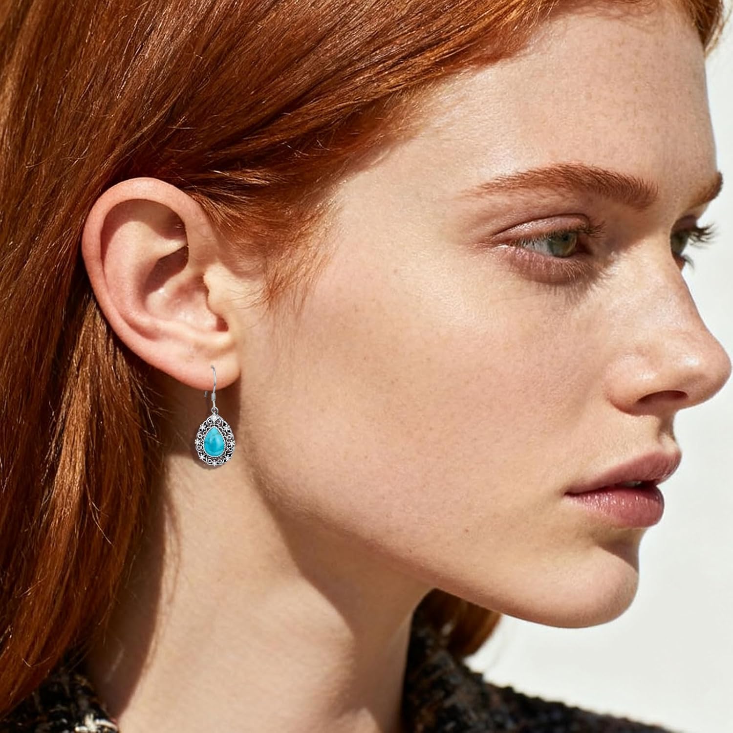 Natural Turquoise Earrings for Women Dangling 925 Sterling Silver Blue Vintage Native American Western Jewelry Boho Earrings - Image 4