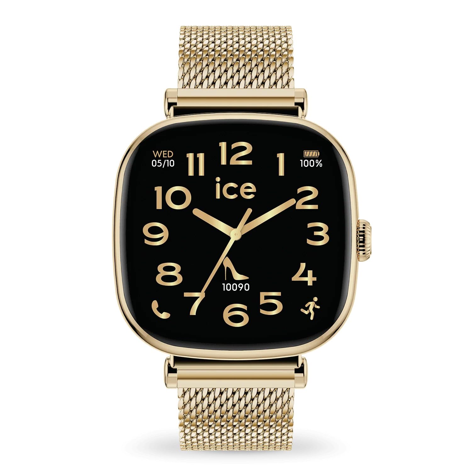 ICE-​WATCH - Ice Smart 2.0 Gold Milanese - Montre connectée carrée dorée pour Femme avec Bracelet en Acier Inoxydable - 025234 (1.70 Pouces)