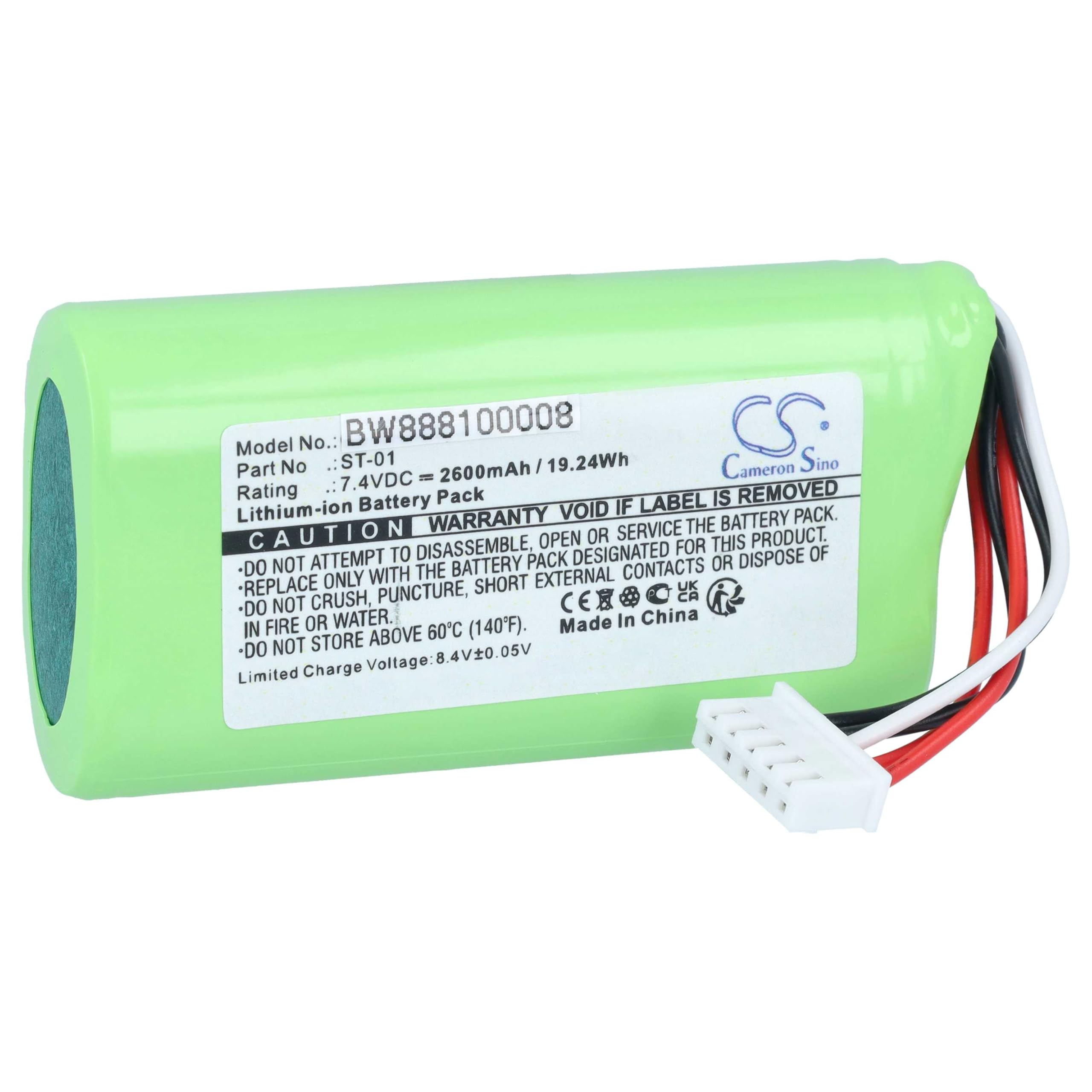 vhbw Batería Compatible con Sony SRS-XB2 | SRS-XB20, SRS-X3 altavoces, cajas acústicas (2600 mAh, 7,4 V, Li-Ion) - Reemplaza Sony ST-01, ST-02