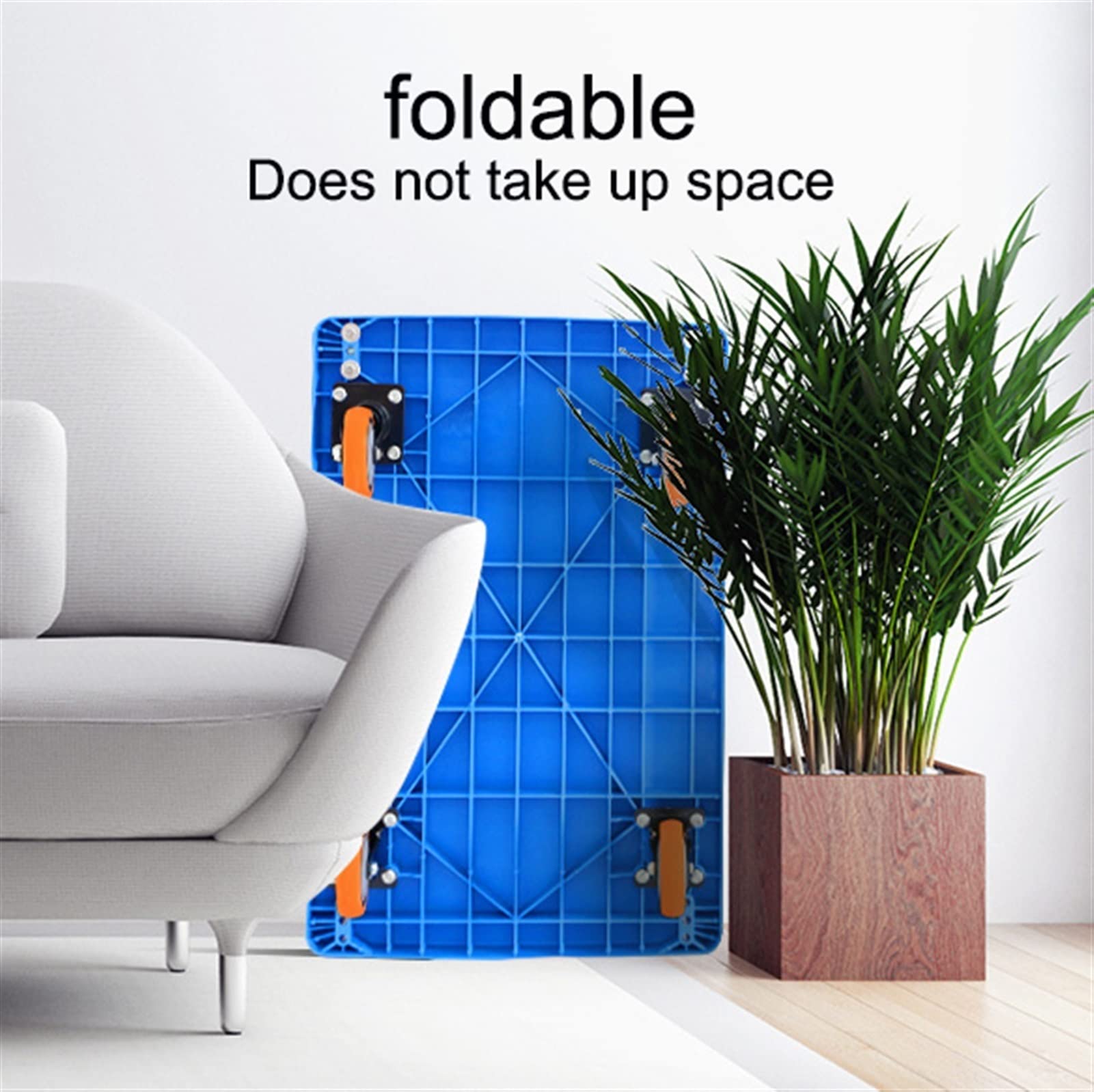 VDQUUACI Folding Push Cart, Moving Platform Hand Truck,Mute Flatbed Cart Truck Foldable,with Foldable Handle for Carrying, Warehouse, Home (Size : 72 * 46cm[28 * 18in])