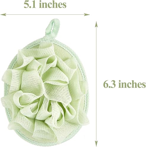Miniatura 4 de Boao Puf de malla de esponja, 6 unidades, para baño, esponja, bola de ducha, esponja corporal exfoliante, guante con bola de baño de flores (beige,