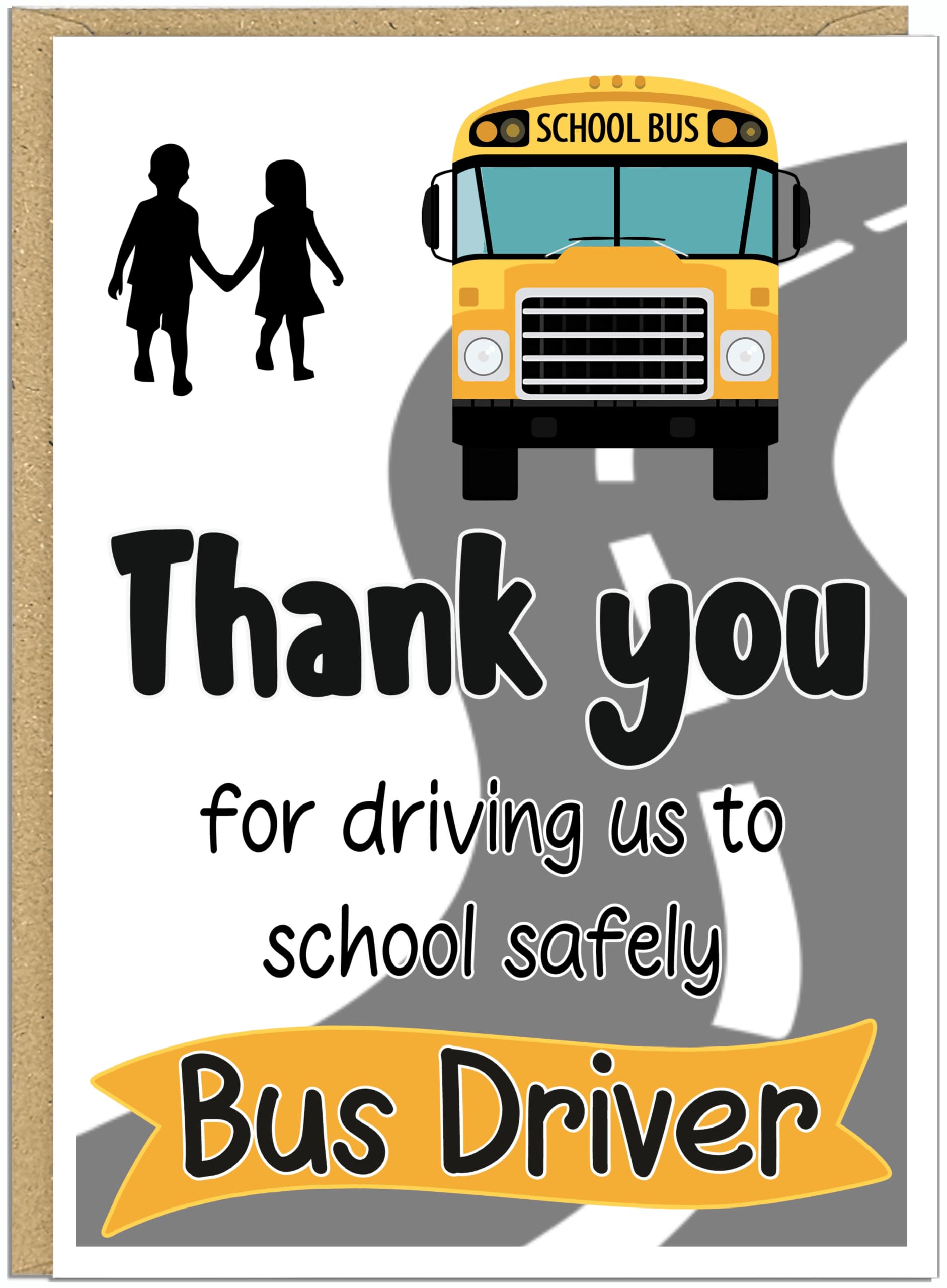 Thank You Bus Driver Cards Personalised - End of School End of Year Gift for Children to Give Bus Driver Custom Own Name Banner "Me" or "Us" Thankyou Card, 'Us'