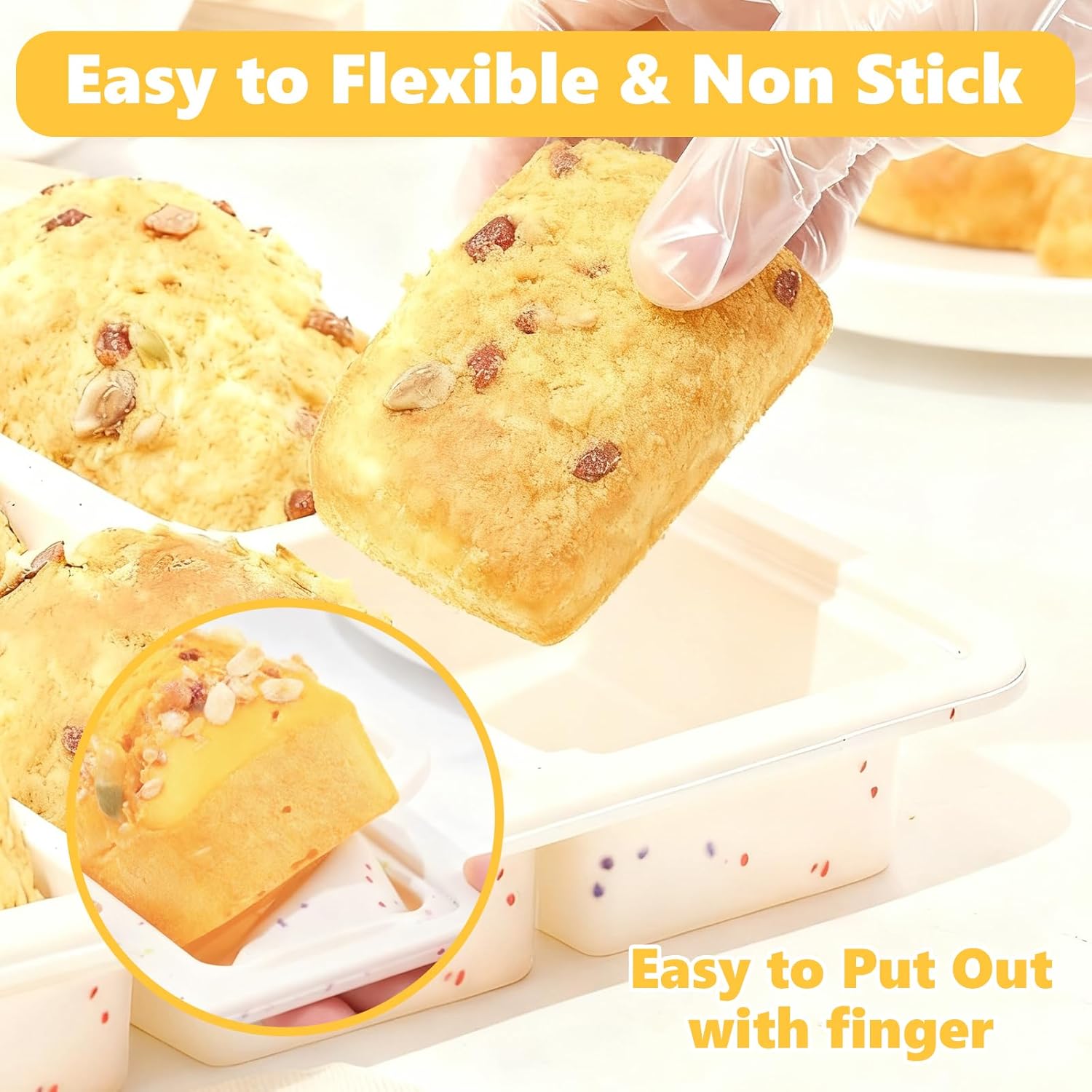 1PCS Nonstick Silicone Mini Loaf Pans with Metal Frame Gloves, 8 Cup Cavity Mini Bread Loaf Pans, Small Bread Pans for Baking, Tiny Baking Loaf Pans for Baking Bread, Loaf, Meatloaf, Brownie, Butter - Image 5