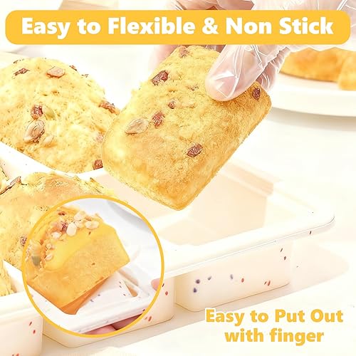 Miniatura 6 de Paquete de 2 mini moldes de silicona con marco de metal, mini moldes para pan con 8 cavidades, sartenes pequeñas antiadherentes para hornear, molde