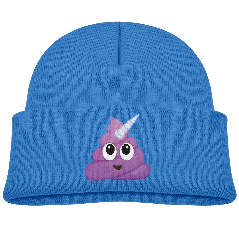 Runningway Kids Purple Unicorn Poop Emoji Knit Warm Beanie Hat Skull Cap RoyalBlue      Apparel