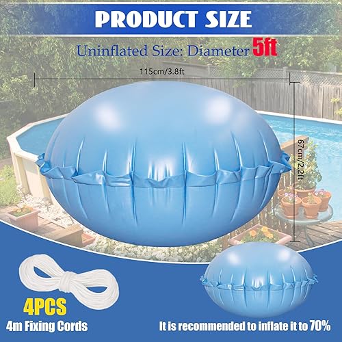 Miniatura 2 de Almohadas de piscina de 5 pies de diámetro, almohada de aire para piscina, almohadas inflables de piscina para piscinas sobre el suelo, kit de