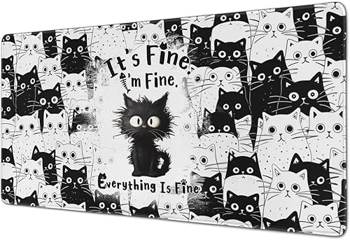 Divertida alfombrilla de mouse de gato para juegos, alfombrilla de mouse grande para escritorio, alfombrilla de mouse extendida con base de goma