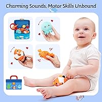 Vista 2 de OUOZZZ Regalos para bebés de más de 6 meses de edad, juguete de pesca de peluche, caja de aparejos de pescado suave, regalos de animales de peluche