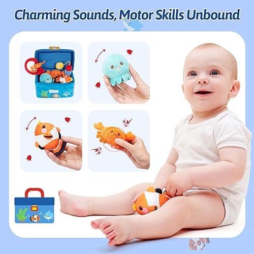 Miniatura 2 de OUOZZZ Regalos para bebés de más de 6 meses de edad, juguete de pesca de peluche, caja de aparejos de pescado suave, regalos de animales de peluche