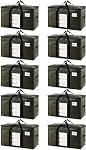 TAILI Extra Large Moving Bags, Heavy Duty Totes for Storage with Visible Window, U-Shaped Around Handles, Storage Contrainer Box for Space Saving, Blue, 4 Pack