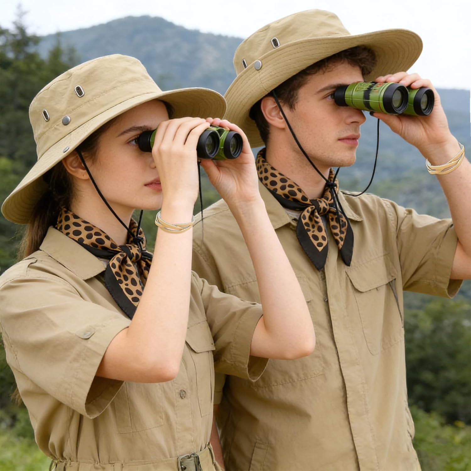 5 Pcs Safari Costume Accessories Set for Women, Adult Zoo Keeper Outfit for Halloween Cosplay, Safari Themed Party, Rave, Daily Use