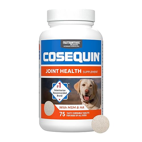 Nutramax Cosequin for Dogs Joint Health Supplement, Contains Glucosamine for Dogs, Plus Chondroitin, MSM and HA, Supports Healthy Joints, Chewable Tablets, 75 Count - MSM and HA - 75 count