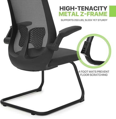 Miniatura 7 de Magshion Silla de oficina para invitados con soporte lumbar y reposabrazos deslizables, malla de malla de respaldo medio, serie de rejilla de aire