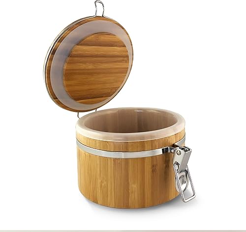 Miniatura 2 de JapanBargain 4092 - Recipiente hermético de bambú organizador de cocina, contenedor de almacenamiento de alimentos con tapa para café, té, azúcar y