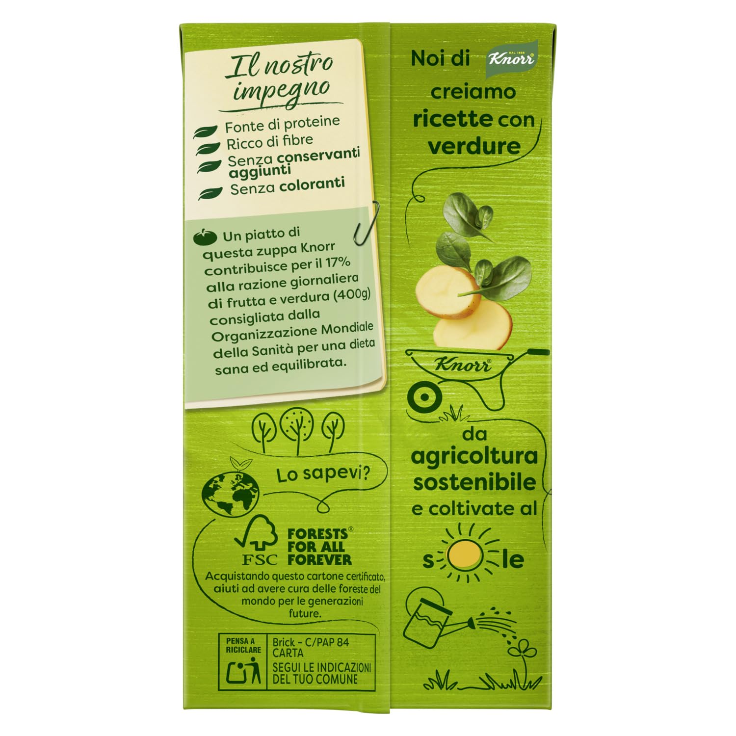 Knorr Vellutata di Spinaci, Piatti Pronti Knorr con Ingredienti Naturali, Senza Coloranti e Senza Conservanti Aggiunti, Ricco di Fibre e Fonte di Proteine, Vegetariano, 12 Confezioni da 750ml