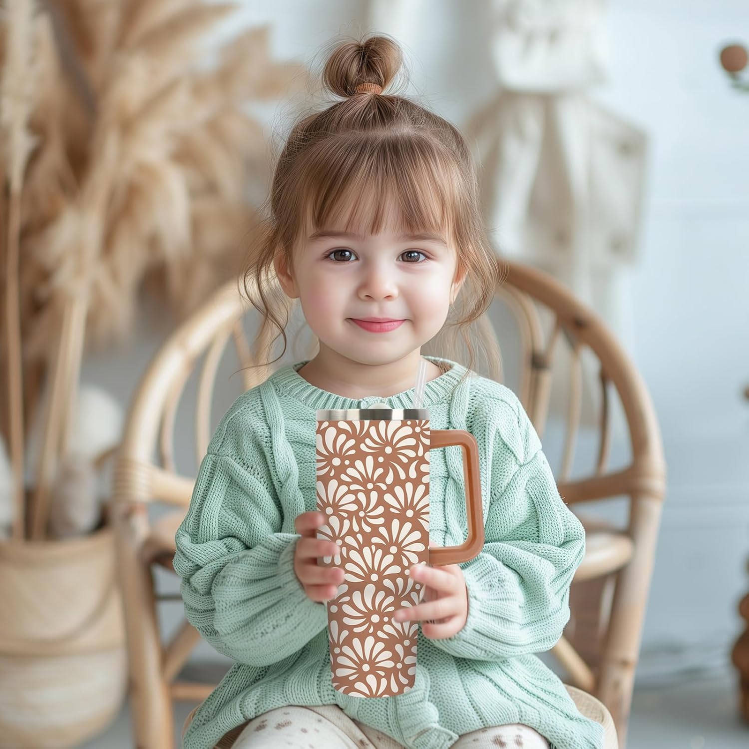 Cielito Lindo Tumbler with Handle Stainless Steel Cup 40oz Platos De Barro Terracotta Flower Tumbler with Lid Straw for Mexican Fiesta Cinco de Mayo Decor