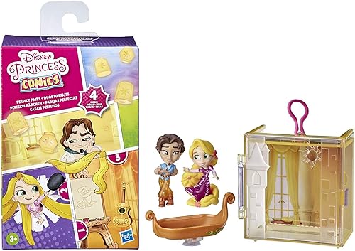Miniatura 5 de Disney Princess Perfect Pairs Rapunzel, divertido juguete enredado con 2 muñecas, vitrina y soporte para barco, para niños de 3 años en adelante