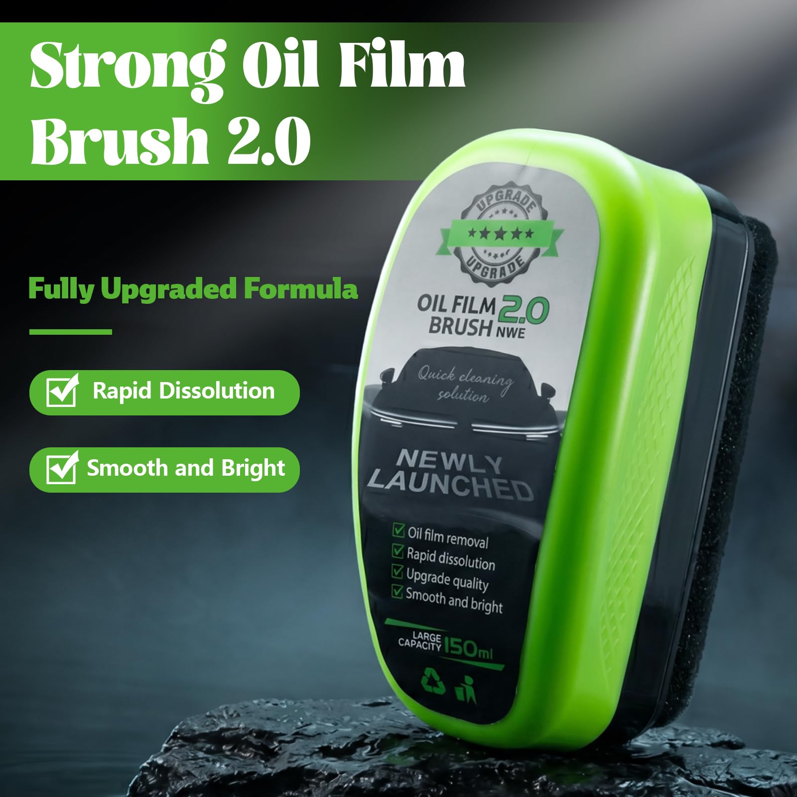Zestaw 2 szt. Clear Vision Glass Cleaner, 2026 Upgrade Clearvision Car Windshield, Oil Film Brush 2.0, Automotive Oil Film Cleaning Brush, środek do czyszczenia szyb samochodowych, zapobiega