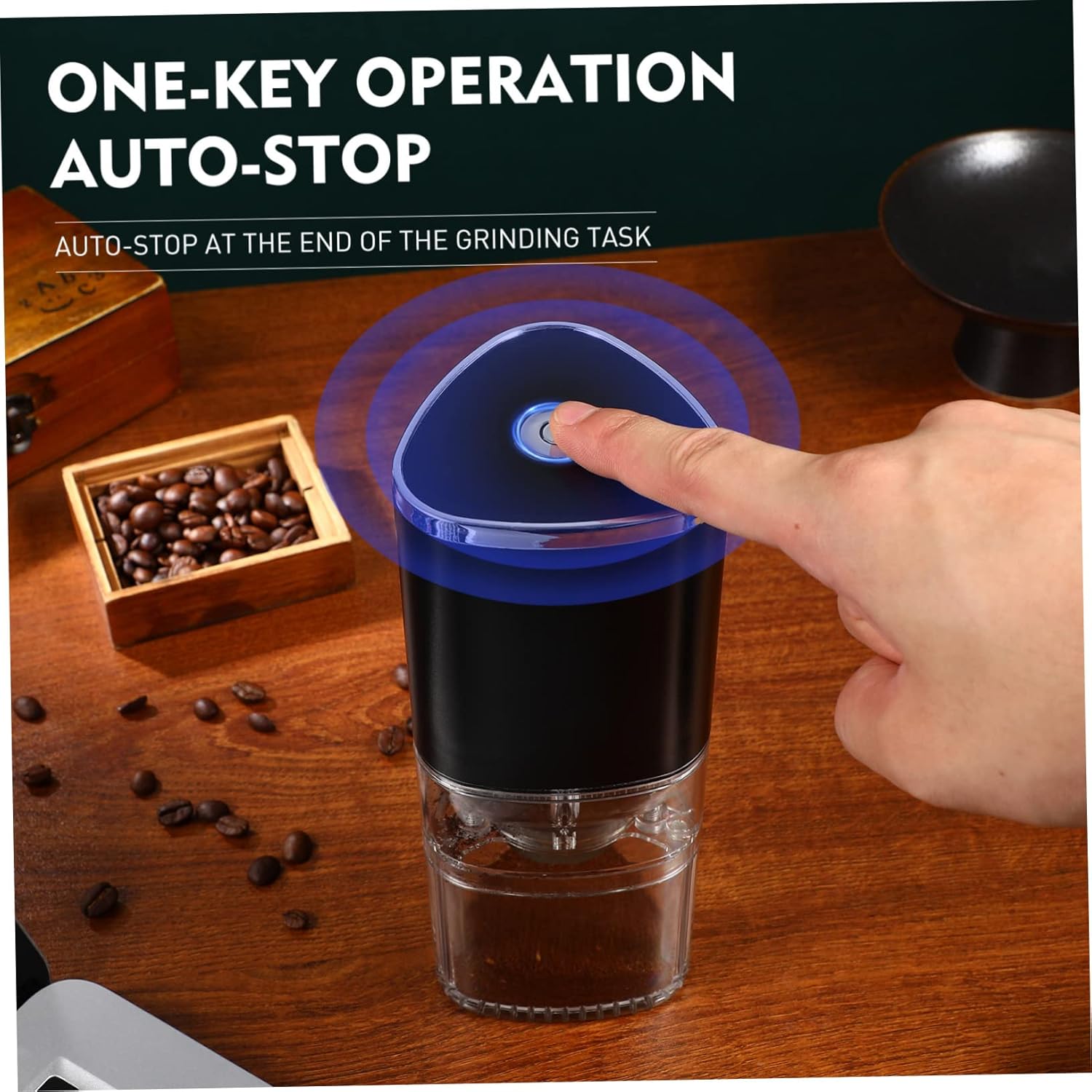 LIFKOME Rechargeable Electric Coffee Grinder with Burr High-precision Grinding Core for Home Use Detachable Magnetic Design Automatic Timing Function