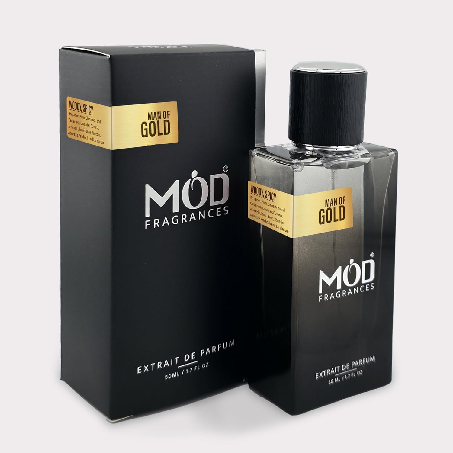 Mod Fragrances Man of Gold Perfume for Men – Long Lasting Woody, Spicy Extrait de Parfum – Premium Perfume Inspired by Le Male Elixir Absolu