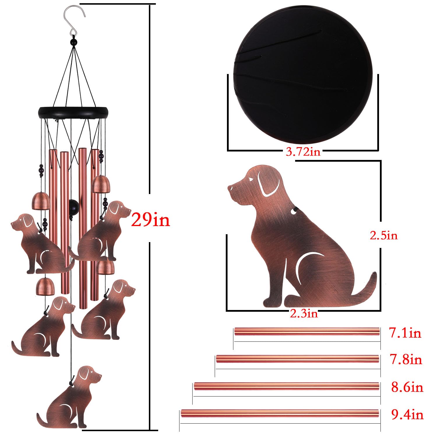 Carillon éolien Bronze Pour Chien, Cadeaux Pour Maman, Maison