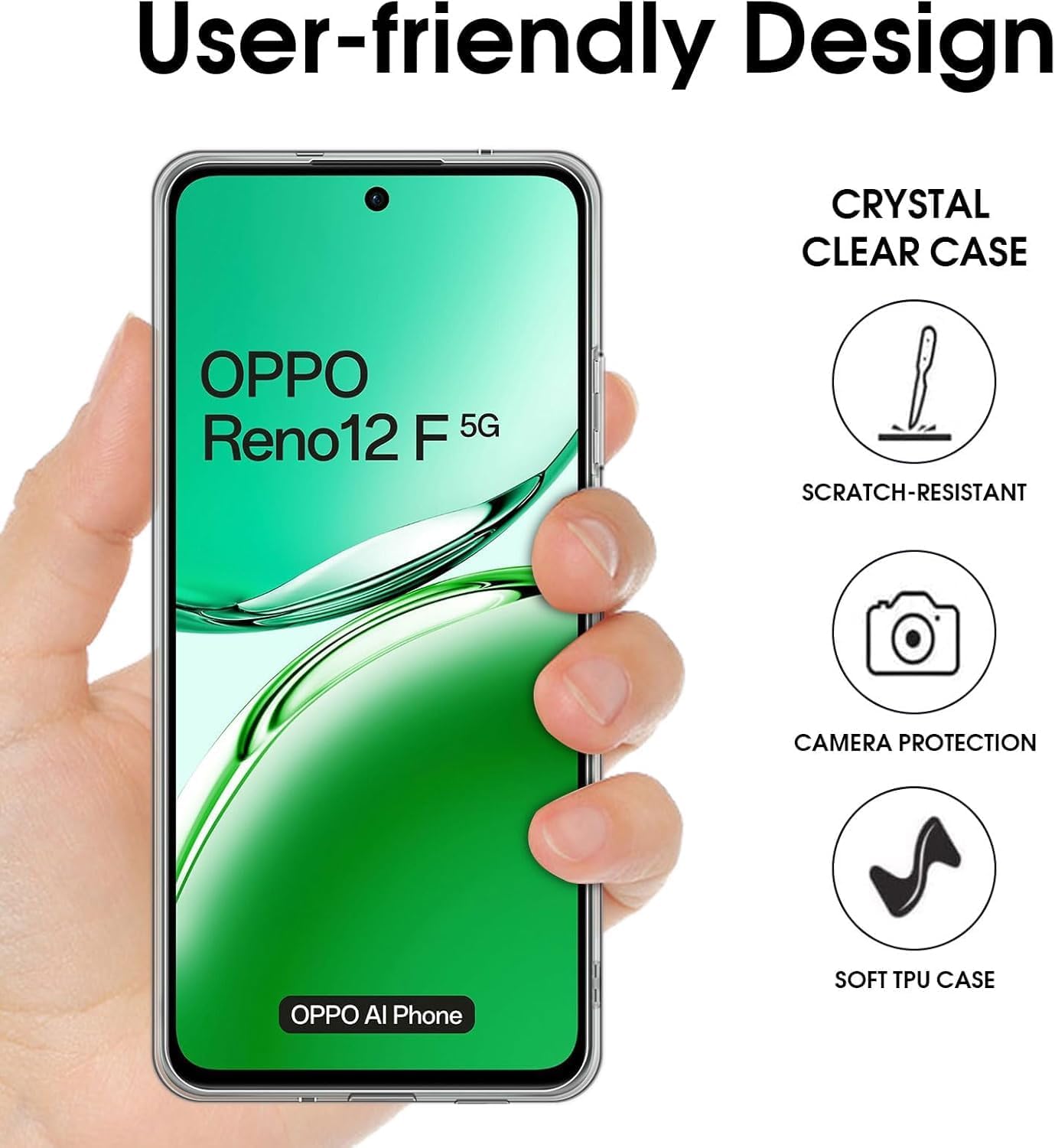 User-friendly design of the transparent case being installed on OPPO Reno 12F