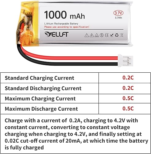 Miniatura 5 de 1 unids 3.7 V 1000 mAh batería de polímero de litio 1S 102050 baterías recargables con placa protectora y enchufe JST2.0 para dispositivo electrónico