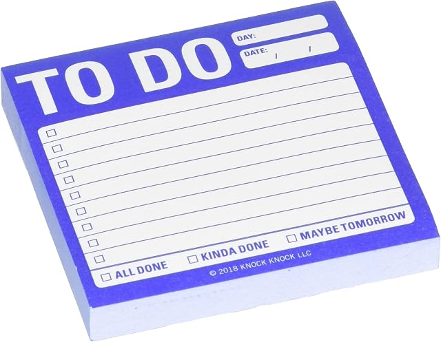 1-Count Knock Knock to Do Sticky Notes, to Do List Notepads, 3 x 3-inches Each