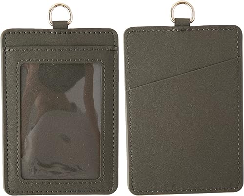 Miniatura 7 de Portatarjetas con cordón, soporte de cuero para tarjetas de identificación, soporte vertical para tarjetas de identificación para el trabajo y la