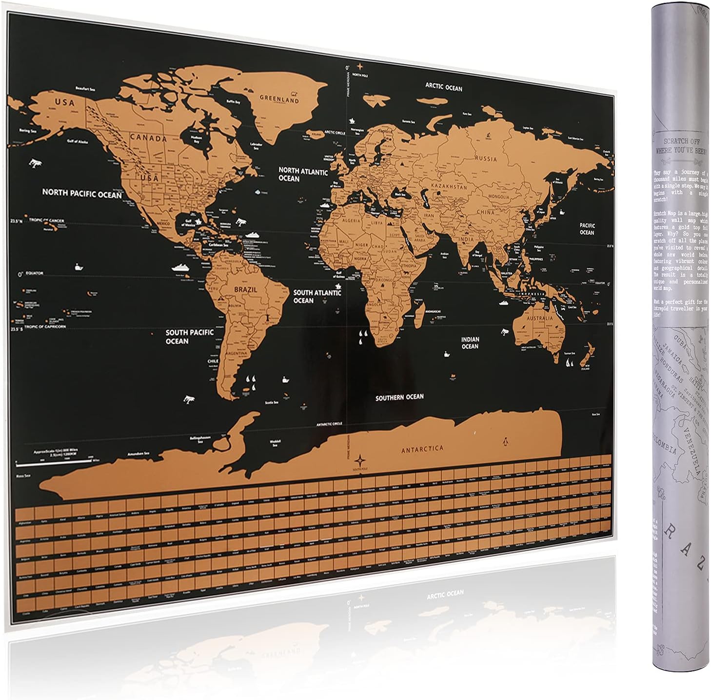 DAYONG Scratch Off World Map, 82x60CM Travel Poster With Scratcher and Brush, Wall Art Gift for Outdoor Enthusiasts