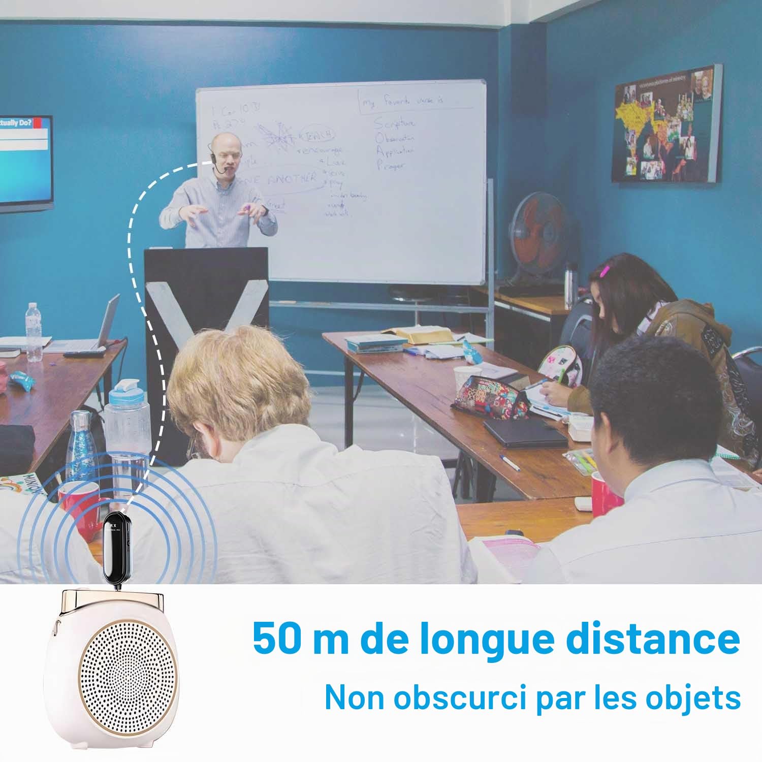 Kinizuxi Micro Serre Tete sans Fil,2.4G UHF Wireless Microphone,Transmission sans Fil de 165 Pieds Compatible avec 3,5 mm et 6,35mm,pour Conférence, Enseignement, Guide Touristique, etc